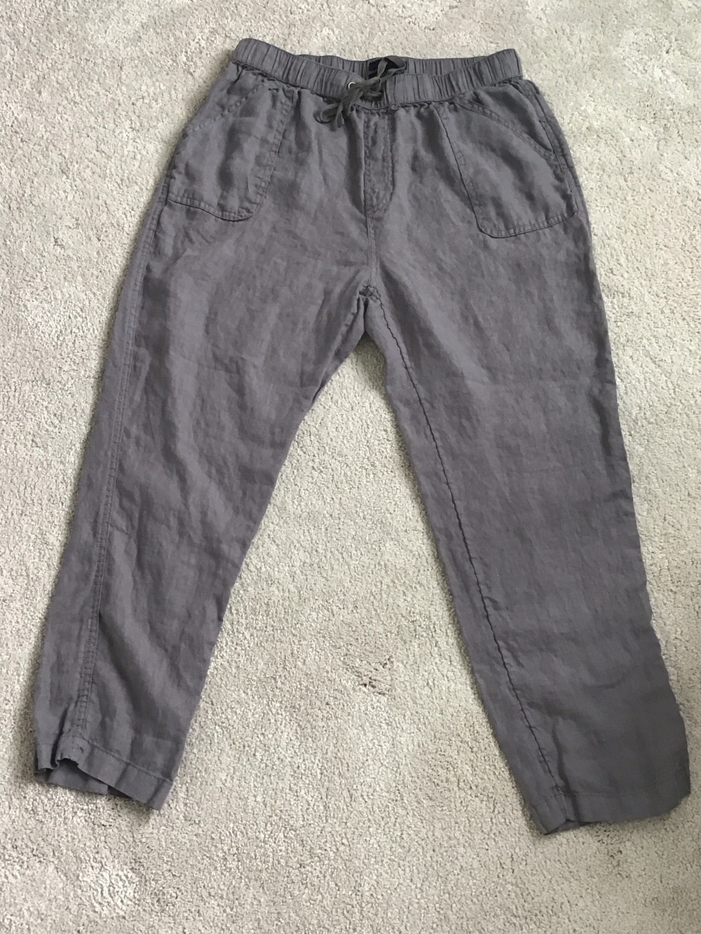 RACHEL Rachel Roy Cropped Drawstring Linen Pants in Gray